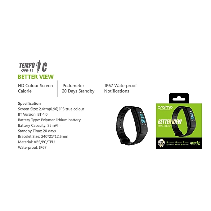 Oraimo Tempo OFB-10 Smart Watch Fitness Band for Android & IOS - Black :  Buy Online at Best Price in KSA - Souq is now Amazon.sa: Electronics