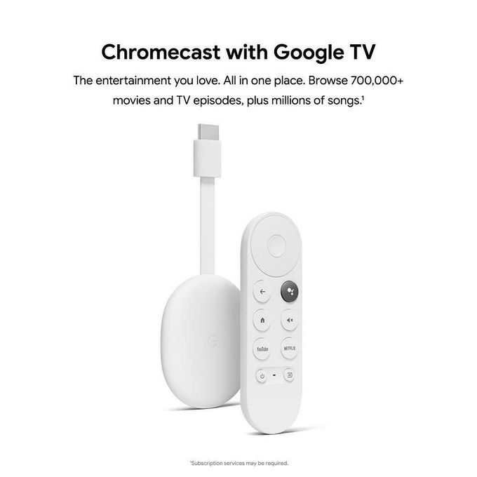 Chromecast With Google TV, 4K 60fps HDR Streaming 2020 – Snow
