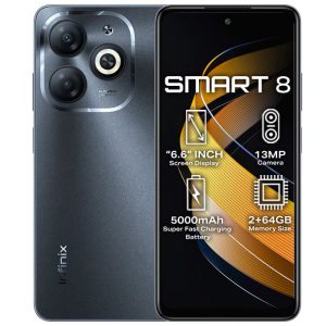 Infinix Smart 8 6.6" 3GB RAM/64GB ROM Android 13, Rear Camera 13MP+0.8MP, Front Cam 8MP, 5000mAh